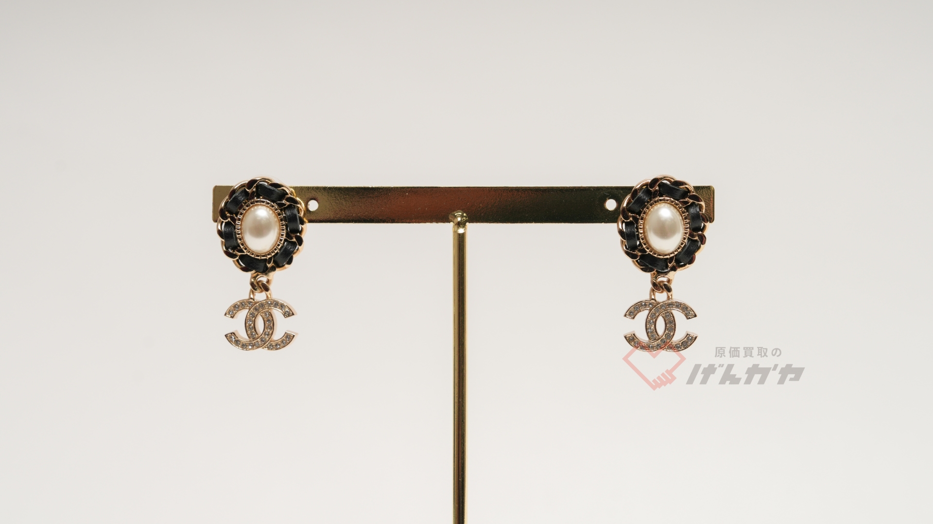 シャネル　ココマーク　GP　パール　チェーン　ピアス　B21B　ゴールド